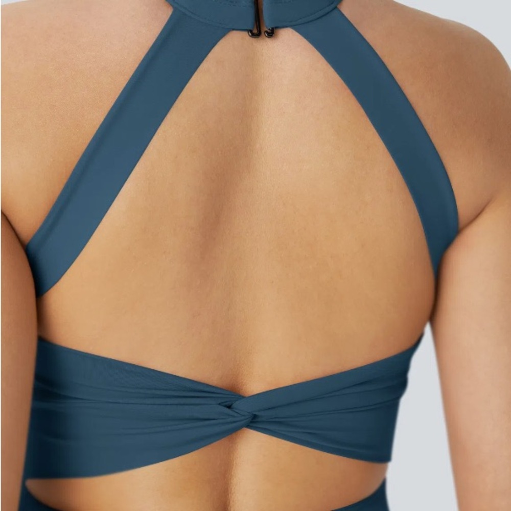 NWOT HALARA Women's Airy Backless Dress in Teal - Picture 7 of 10